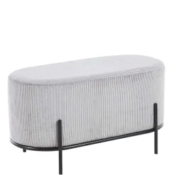 Wohnen 80x42x40 Ovaler Polsterhocker in Hellgrau - Piava