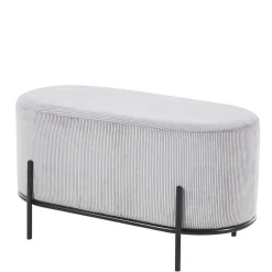 Wohnen 80x42x40 Ovaler Polsterhocker in Hellgrau - Piava