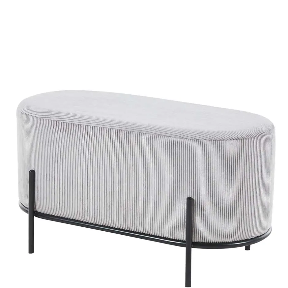 Wohnen 80x42x40 Ovaler Polsterhocker in Hellgrau - Piava