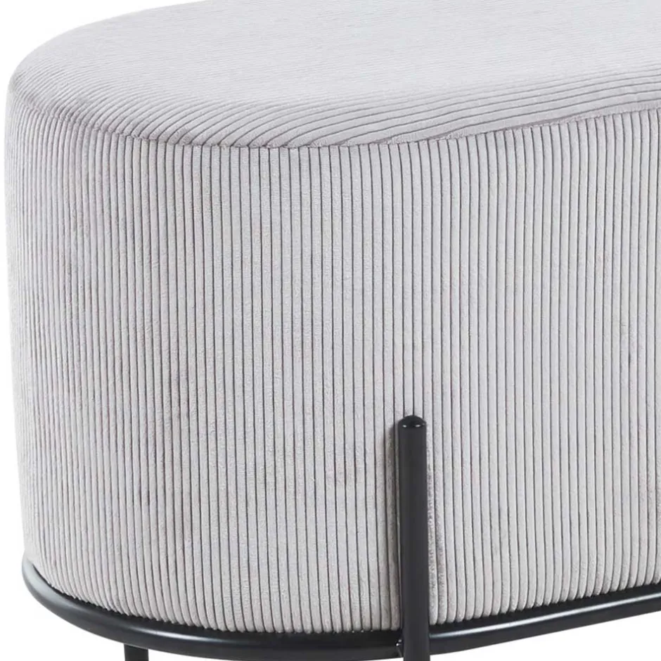 Wohnen 80x42x40 Ovaler Polsterhocker in Hellgrau - Piava