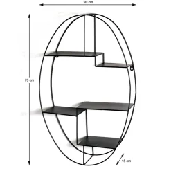 Wohnen 44x71x16 Ovales Wandregal aus Metall in Schwarz - Jaglyn