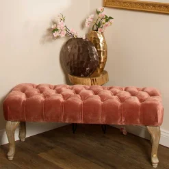 100x40x42 Polsterbank in Rosa Samt - Fregato^Wohnen New