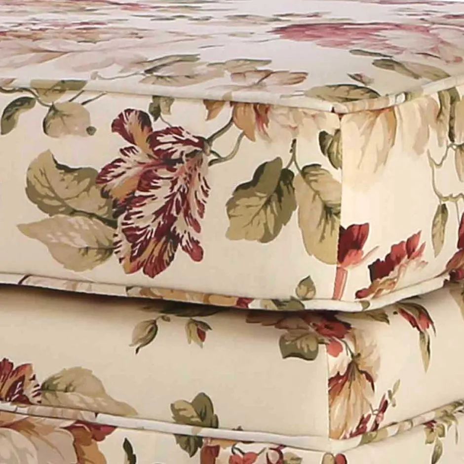 Wohnen 74x52x60 Polsterhocker mit Blumen Stoff - Kammas