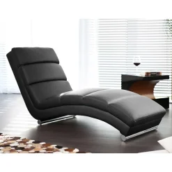 60x82x170 Polsterliege in Schwarz Kunstleder - Elias^Wohnen Discount