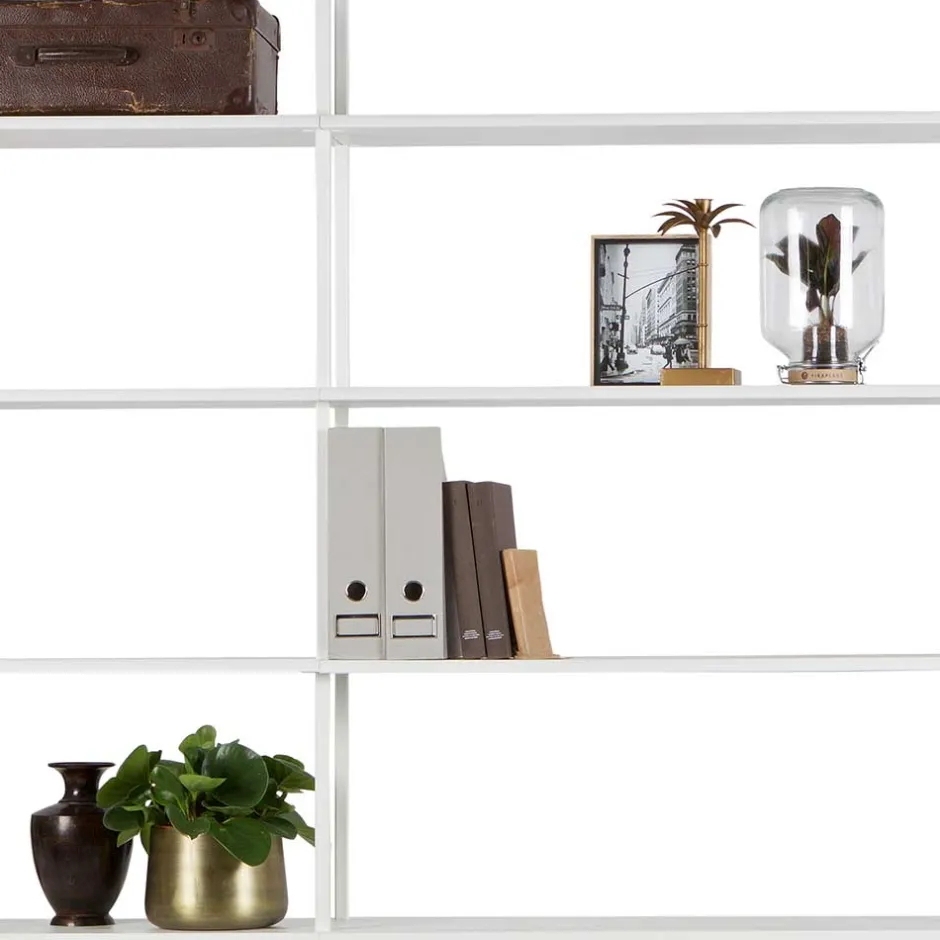 Wohnen 197x220x31 Regal aus Stahl & Holz in Weiß - Leyma