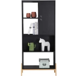 Wohnen 73x154x44 Regal in Schwarz & Pinie - Montpa