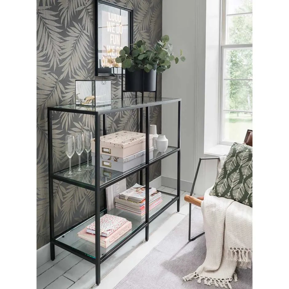 100x93x36 Regal mit drei - Glasablagen^Wohnen