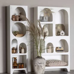 Wohnen 95x180x32 Retro Design Regal in Weiß - Tom