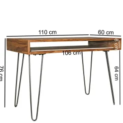110x76x60 Retrodesign Schreibtisch aus Sheesham Holz - Seriacus^Wohnen Hot