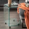 45x60x45 Rollbarer Beistelltisch aus Klarglas - Paladion^Wohnen