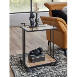 Wohnen 45x60x45 Rollbarer Beistelltisch quadratisch - Jonida