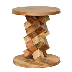 Wohnen 40x45x40 runder Designtisch aus Massivholz - Sanyra