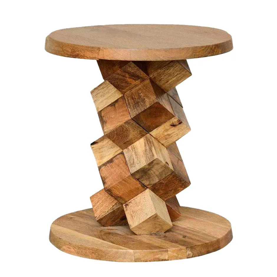 Wohnen 40x45x40 runder Designtisch aus Massivholz - Sanyra