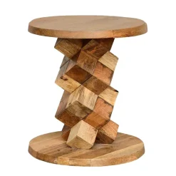 Wohnen 40x45x40 runder Designtisch aus Massivholz - Sanyra