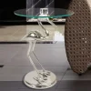 40x58x40 runder Glas Tisch mit Vogel Säulenfuß - Prasido^Wohnen Clearance