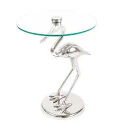 40x58x40 runder Glas Tisch mit Vogel Säulenfuß - Prasido^Wohnen Clearance