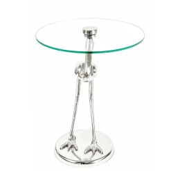 40x58x40 runder Glas Tisch mit Vogel Säulenfuß - Prasido^Wohnen Clearance