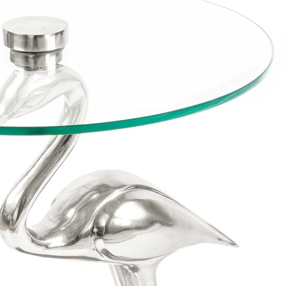 40x58x40 runder Glas Tisch mit Vogel Säulenfuß - Prasido^Wohnen Clearance