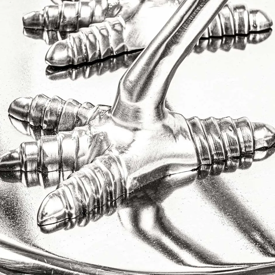 40x58x40 runder Glas Tisch mit Vogel Säulenfuß - Prasido^Wohnen Clearance