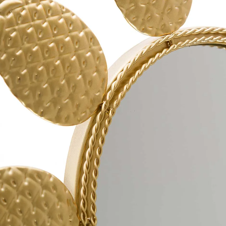 Wohnen 50x50x2 Runder Spiegel mit Ananas Design Rahmen - Estebal