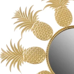 Wohnen 50x50x2 Runder Spiegel mit Ananas Design Rahmen - Estebal