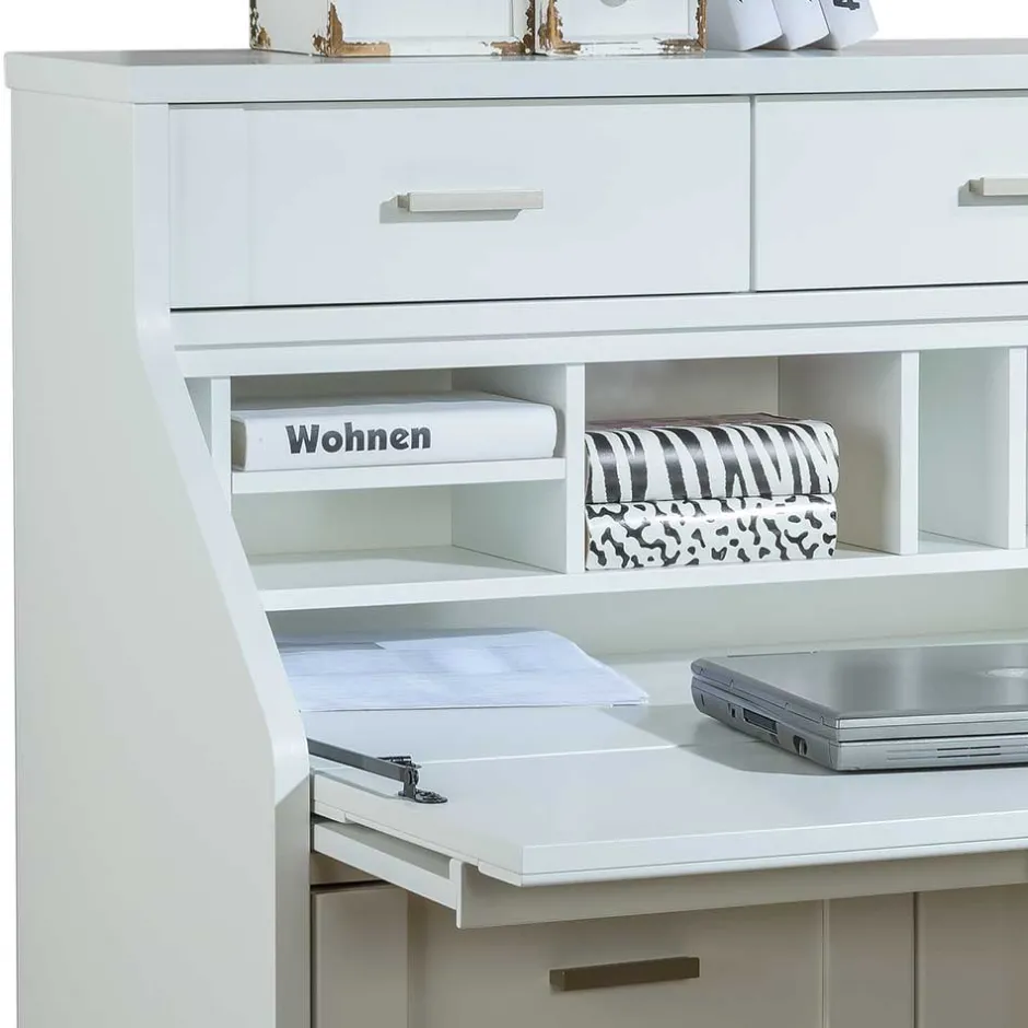 85x117x44 Scandi Chic Sekretär in Weiß - Pray^Wohnen Online