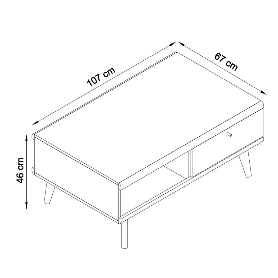 Wohnen 107x46x67 Scandi Couchtisch mit Stauraum - Cablos