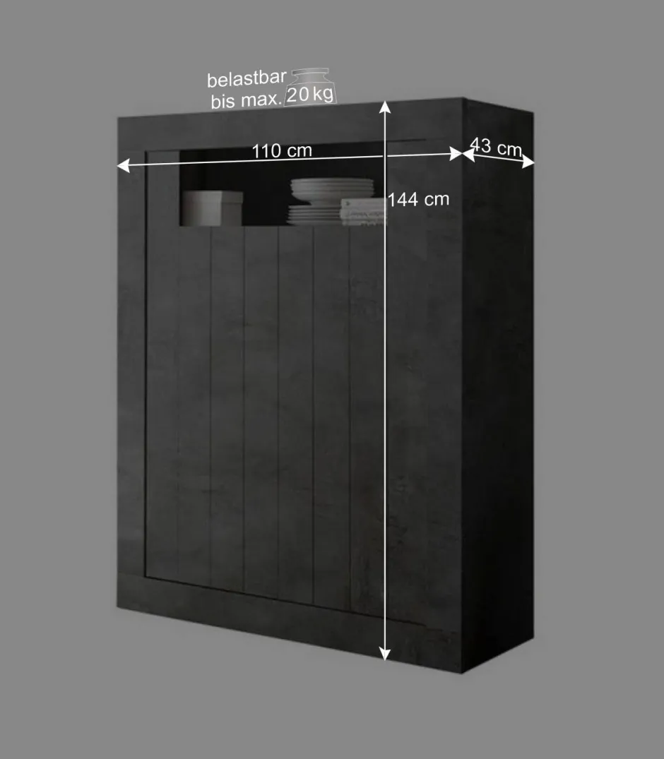 110x144x43 Schrank in Dunkelgrau Dekor - Zita^Wohnen Discount