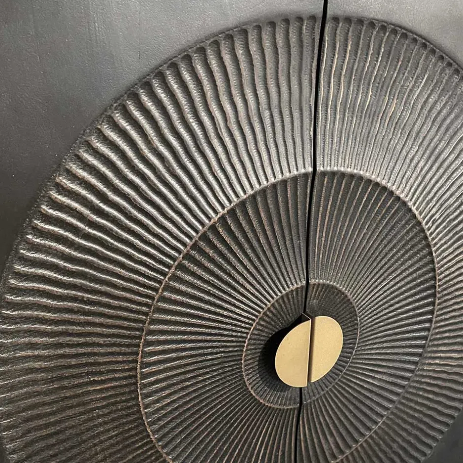 Wohnen 100x190x42 Schrank in Schwarz mit Messing - Alkatar