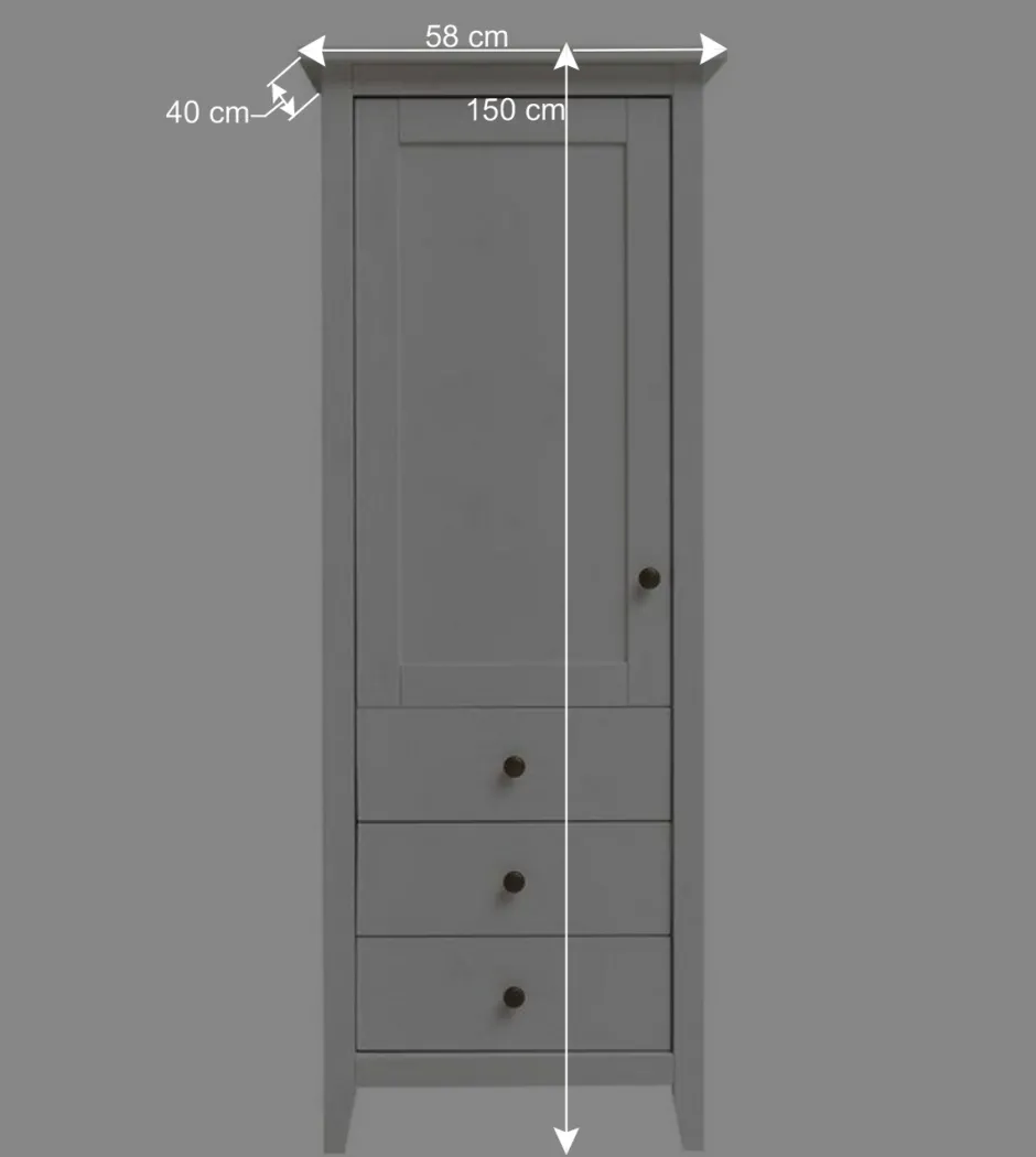 58x150x40 Schrank mit Tür und drei Schubladen - Astinion^Wohnen Hot