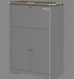 81x116x39 Schreibschrank Sekretär in Weiß - Akedra^Wohnen New