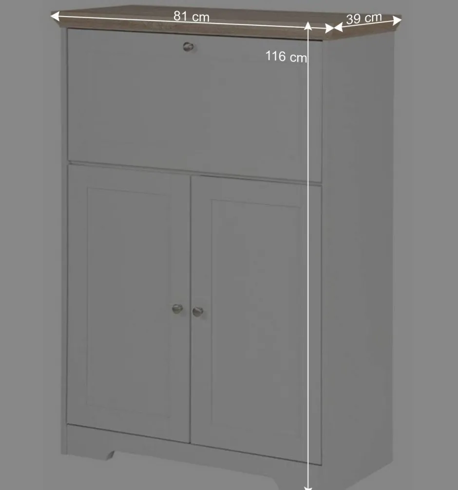 81x116x39 Schreibschrank Sekretär in Weiß - Akedra^Wohnen New