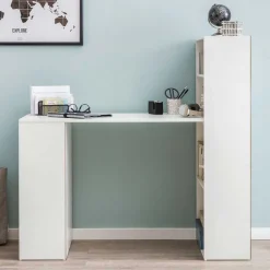 Wohnen 120x120x53 Schreibtisch Regal Kombi in Weiß - Ricana