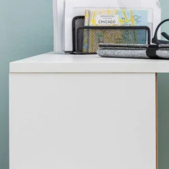 Wohnen 120x120x53 Schreibtisch Regal Kombi in Weiß - Ricana