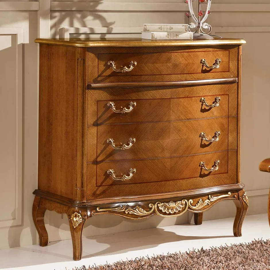 Wohnen 101x100x46 Schubladen-Kommode in Nussbaum - Aciara