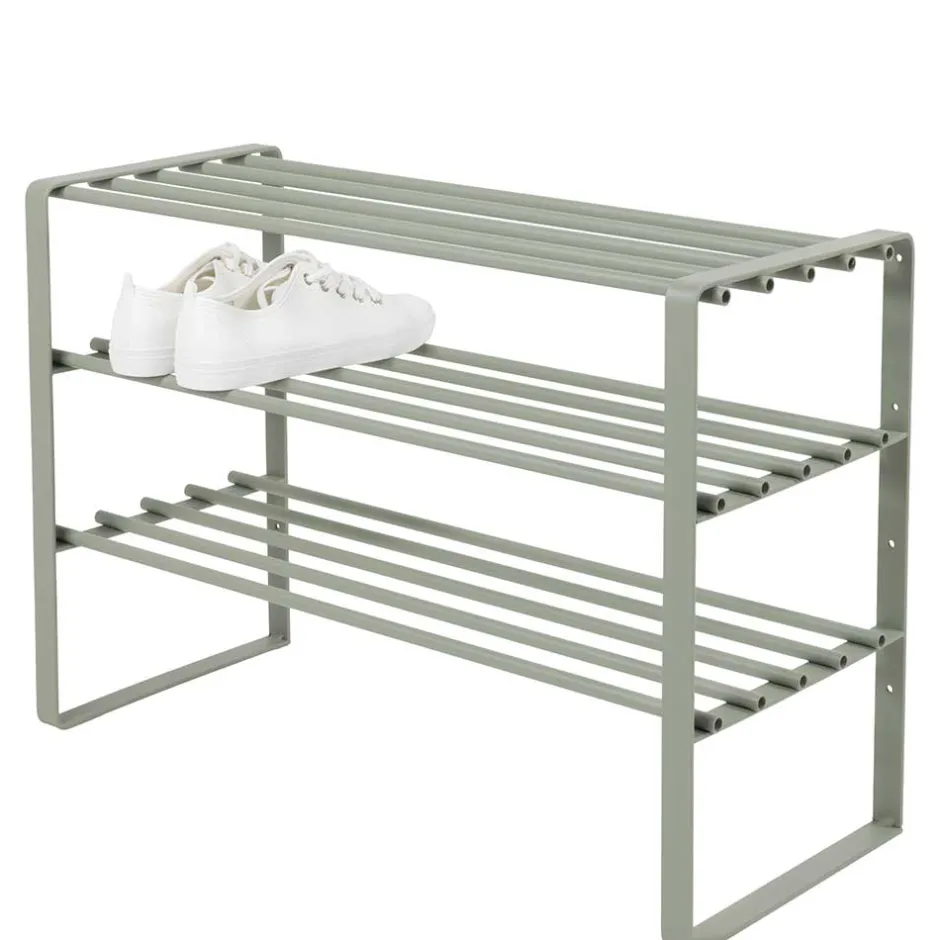 Wohnen 70x49x29 Schuhregal aus Stahl in Graugrün - Citro