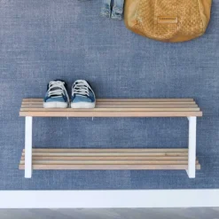 Wohnen 71x26x34 Schuhregal in Eiche & Weiß - Marcios