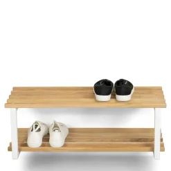 Wohnen 71x26x34 Schuhregal in Eiche & Weiß - Marcios
