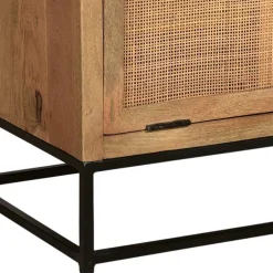 Wohnen 85x91x40 Schuhschrank aus Holz & Rattan Geflecht - Lazianus