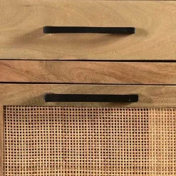 Wohnen 85x91x40 Schuhschrank aus Holz & Rattan Geflecht - Lazianus