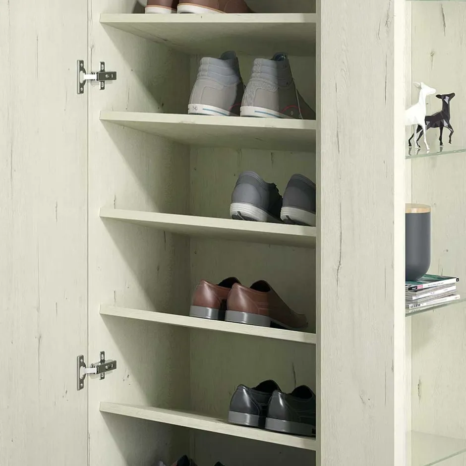 Wohnen 63x180x35 Schuhschrank mit Seitenregal & Spiegeltür - Bizkaia