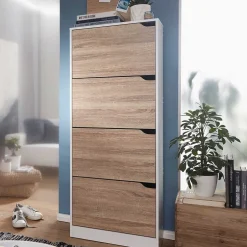 Wohnen 60x15x24 Schuhschrank mit vier Klippfächern - Melks