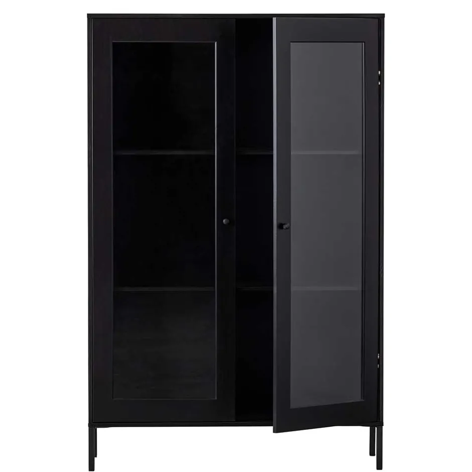 100x155x40 Schwarze Vitrine mit Doppeltür - Neptunus^Wohnen Online