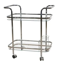 Wohnen 69x75x44 Servierwagen aus Glas & Chrom - Malga