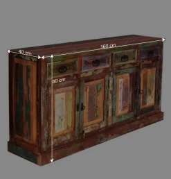 Wohnen 160x80x40 Shabby Chic Sideboard auf Sockel - Jamaica