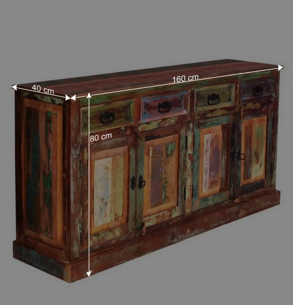 Wohnen 160x80x40 Shabby Chic Sideboard auf Sockel - Jamaica