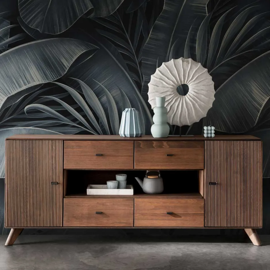 Wohnen 180x75x40 Sideboard aus Kernbuche Braun - Malawi