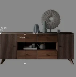 Wohnen 180x75x40 Sideboard aus Kernbuche Braun - Malawi