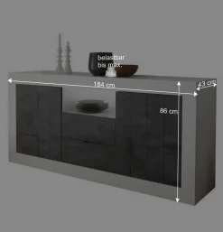 184x86x43 Sideboard in Grau zweifarbig - Faith^Wohnen Clearance