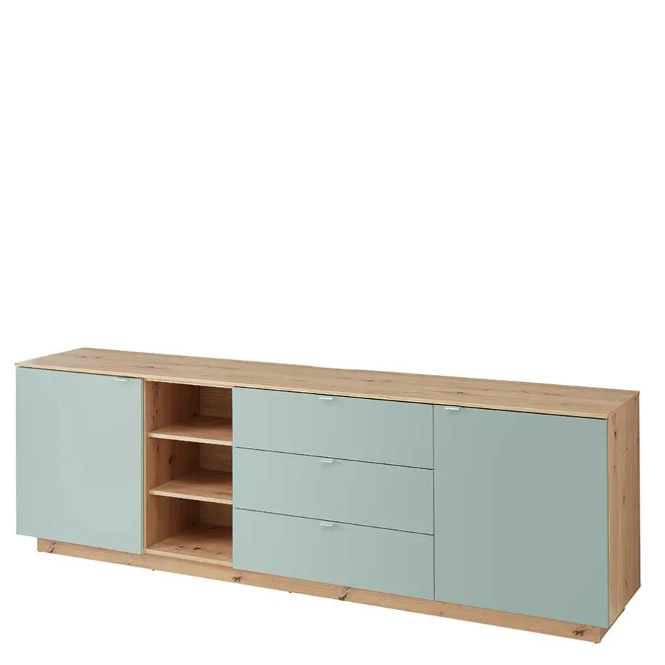 240x77x44 Sideboard in Graugrün und Wildeiche - Yoan^Wohnen